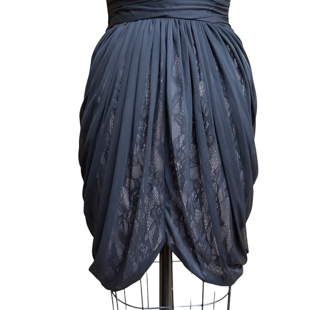 Max & Cleo Strapless Babydoll Dress Size 4 Black Pleated Cocktail Party Grunge - Picture 3 of 13
